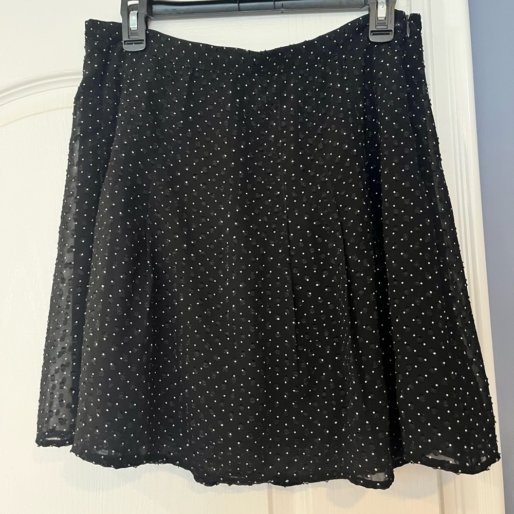 Pleated, sheer skirt with black lining, polka dot